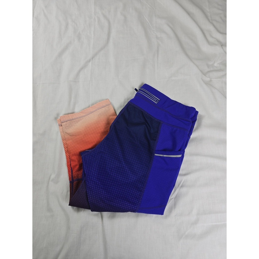 Athleta Leggings Womens Small Multicolor‎ Ombre Capri Reflective Pocket Running